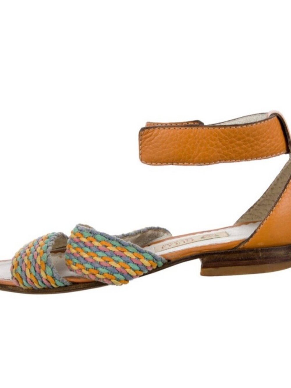 Gucci Authentic Rare Vintage Rainbow Tan Brown Leather Slingback Flat Sandals 5